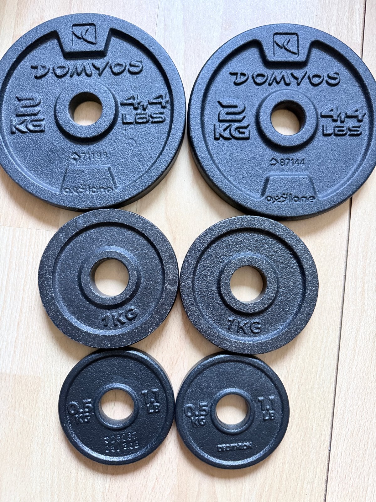 Domyos Halterschijven en Smart Stop Discs, Sport en Fitness, Ophalen of Verzenden, Gebruikt, Armen, Halterschijven