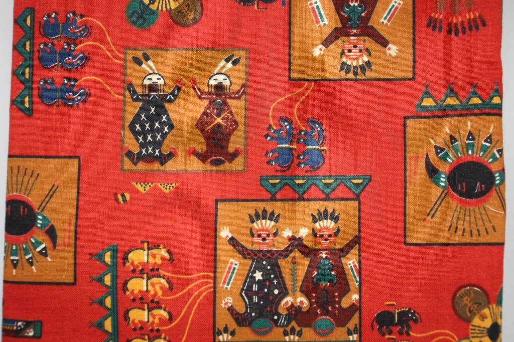 Coupon 100% katoen stof - rood indiaan design #4176, Nieuw, Ophalen of Verzenden, 30 tot 120 cm, Katoen