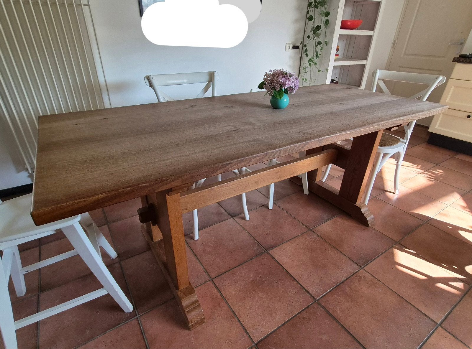 Houten eettafel 200x80cm (6persoons), Ophalen, Gebruikt, Eikenhout, 50 tot 100 cm