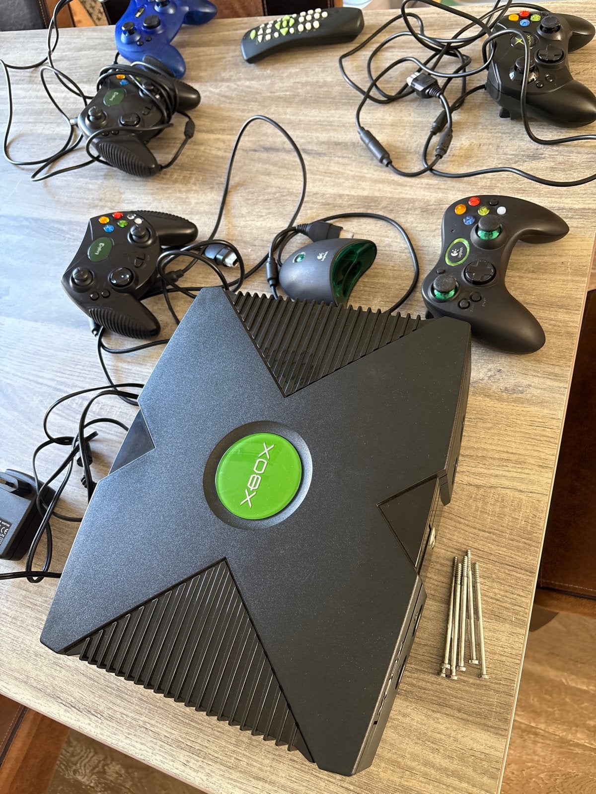 Xbox Classic omgebouwd + 4 controllers + afstandsbediening –, Spelcomputers en Games, Spelcomputers | Xbox Original, Ophalen, Niet werkend
