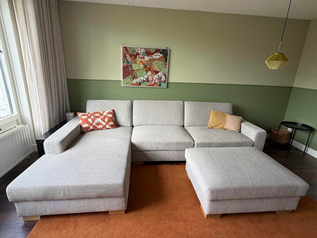 Sörvallen 4-zitsbank met chaise longue en voetenbank, Ophalen, 300 cm of meer, Zo goed als nieuw, Vierpersoons of meer
