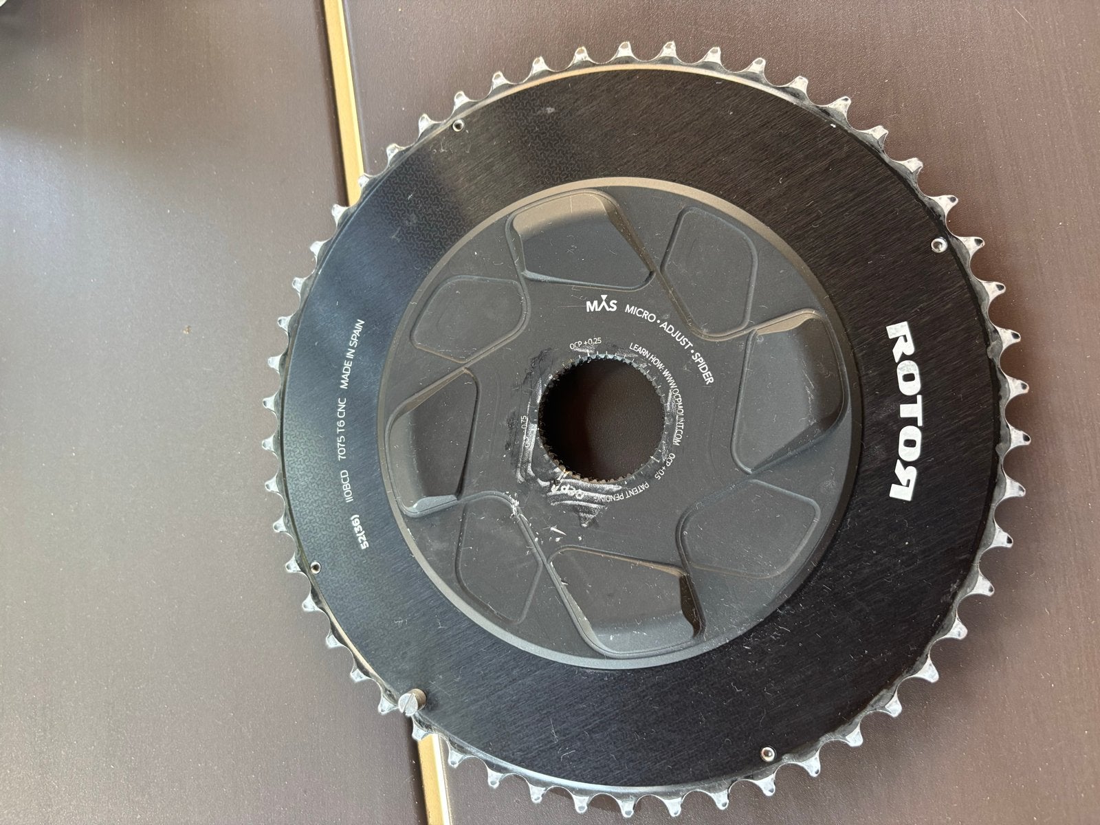 Rotor Q-Rings Aero Kettingblad 52/36T 7075 T6 CNC 110BCD, Crankstel of Pedalen, Gebruikt, Ophalen of Verzenden, Aluminium