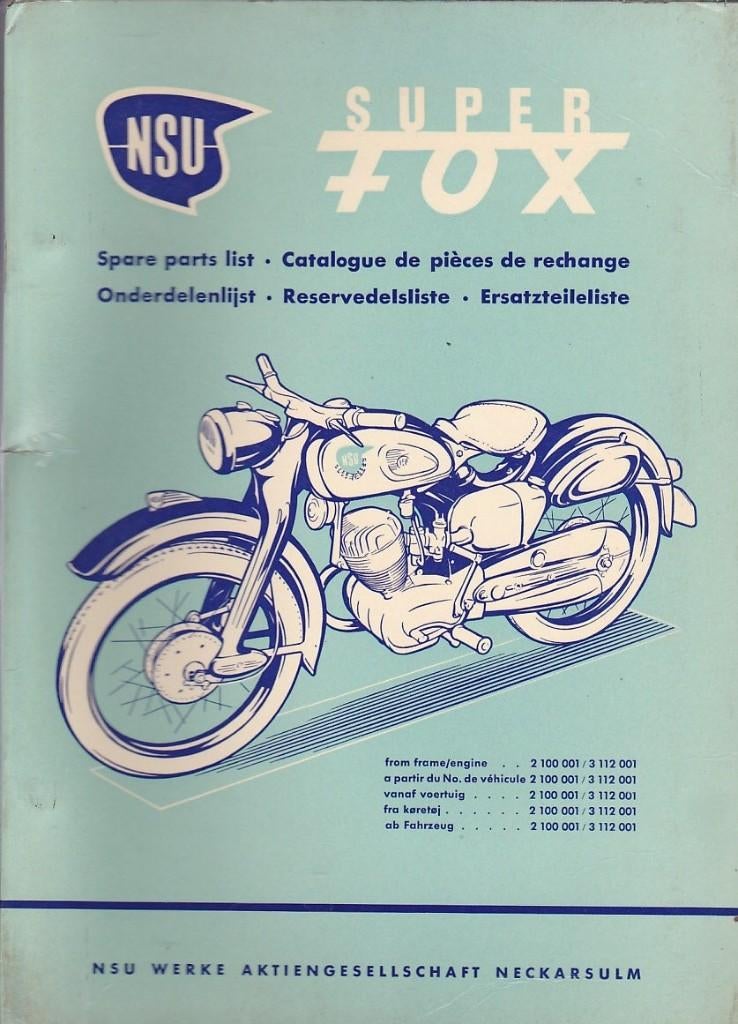 NSU Super Fox onderdelenboek spare parts Ersatzteileliste, Verzenden, Overige merken
