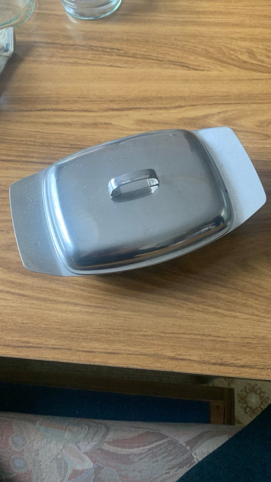 Metalen botervloot met deksel, Zilver, Ophalen of Verzenden, Metaal, Overige merken