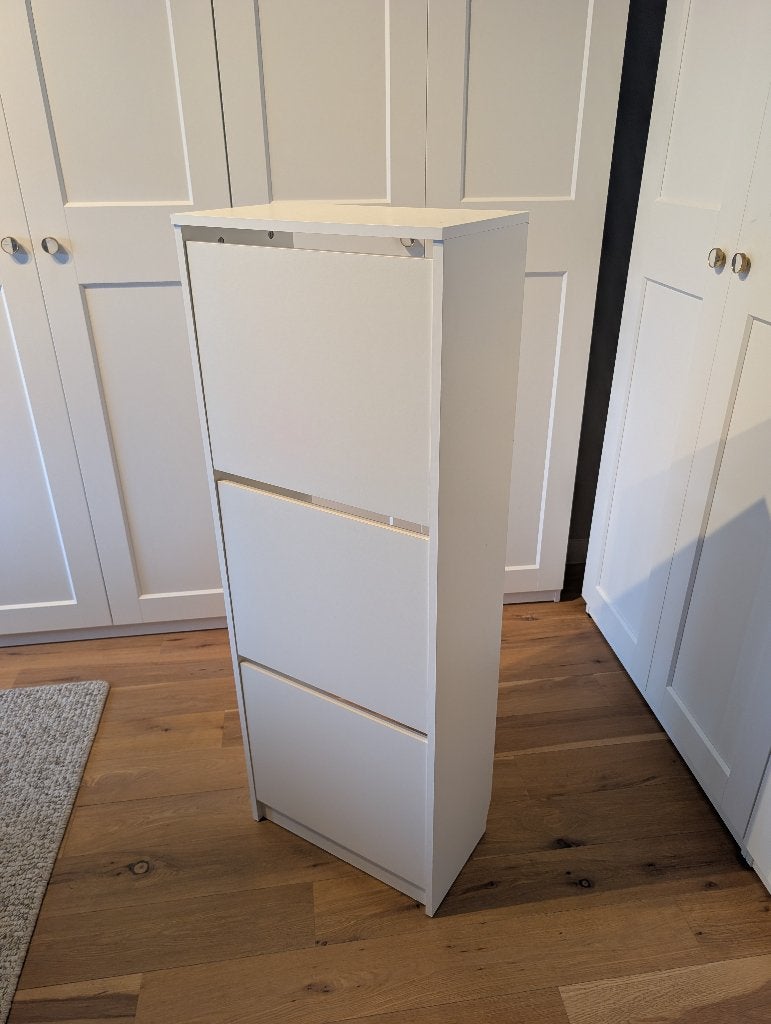 IKEA BISSA Schoenenkast 3 vakken, wit, 49x28x135 cm, Ophalen, Zo goed als nieuw