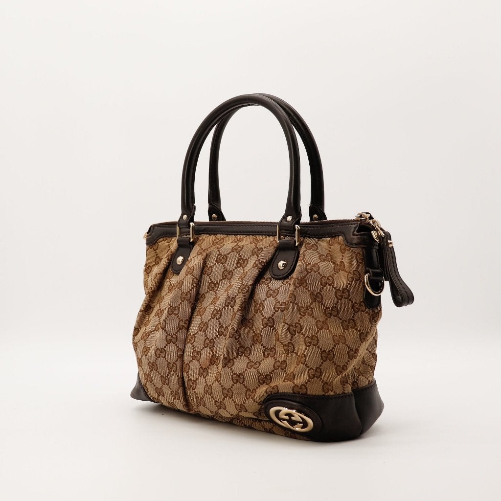Gucci Sukey damestas beige GG canvas, Verzenden, Gebruikt, Beige, Handtas