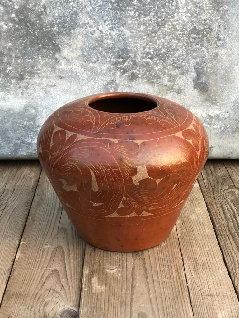 antieke terracotta pot Inca scraffito(pre-columbiaans decor), Antiek en Kunst, Ophalen of Verzenden