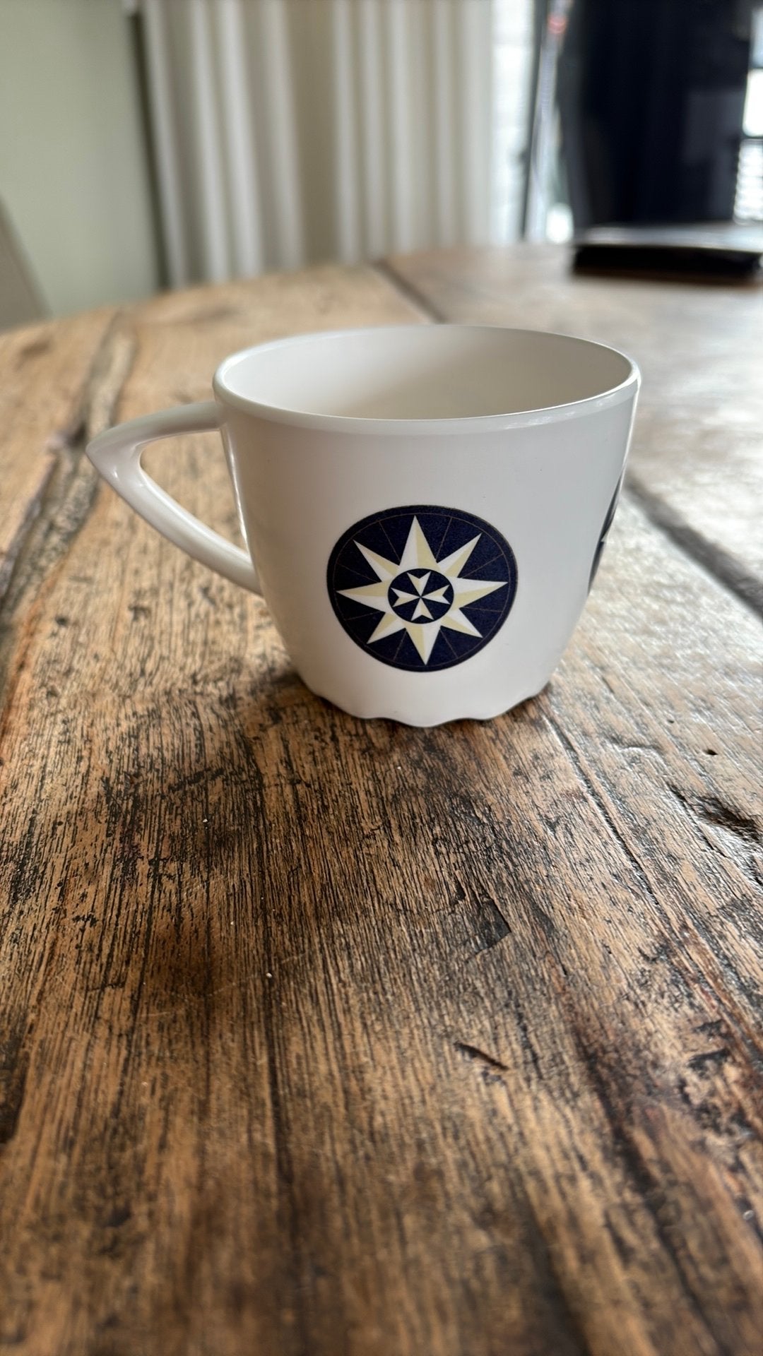 Mepal koffiemok koffie kopje met windroos ook los te koop, Kunststof, Gebruikt, Mepal, Ophalen of Verzenden