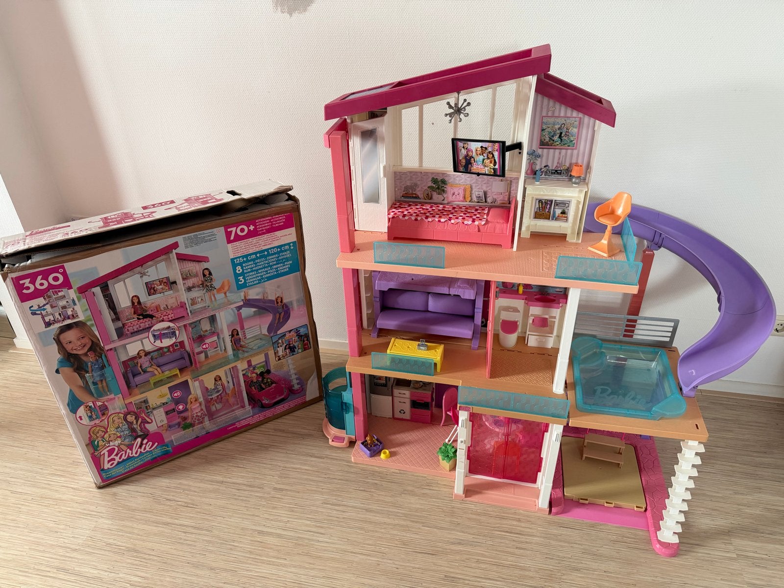 Groot compleet Barbie Droomhuis XL met heel veel accessoires, Kinderen en Baby's, Ophalen, Zo goed als nieuw, Poppenhuis
