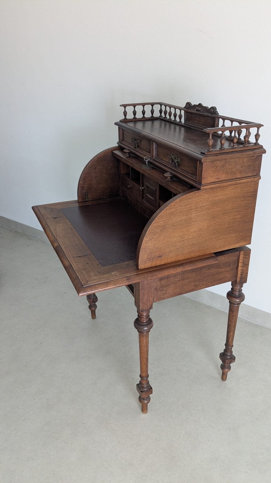 Antiek secretaire bureau met lade en rolluik, Antiek en Kunst, Ophalen