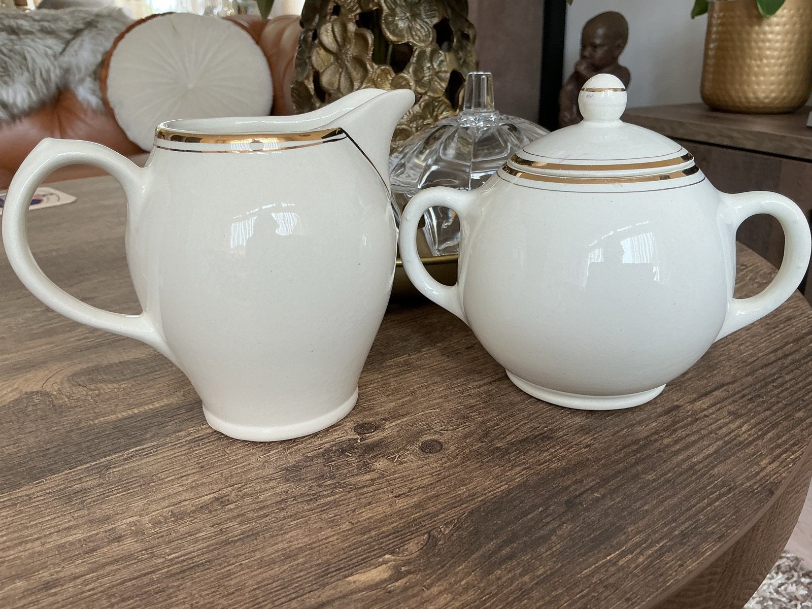 Vintage Melkkan en Suikerpot - Flora Keramiek & Manuf. Impér, Ophalen of Verzenden