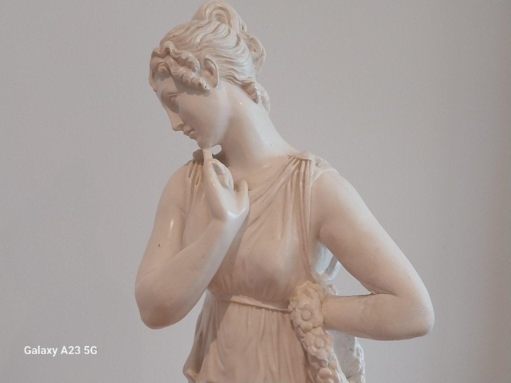 Groot klassiek beeld danseres 75 cm Canova stijl, Gips, Beeld, Beige, Beschilderd