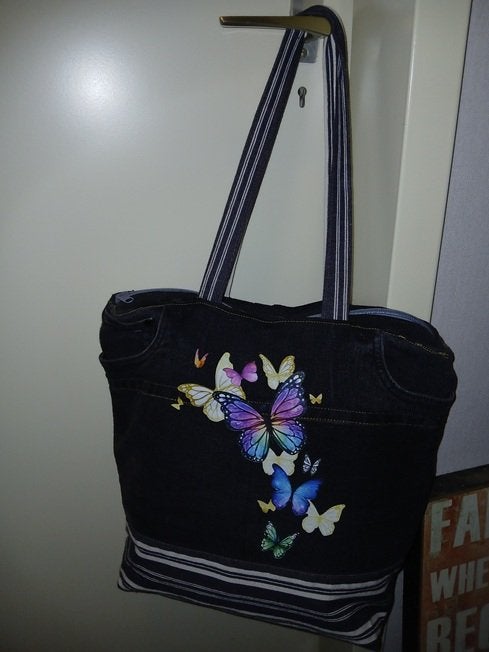 11) Denim ( vlinder) tas van jeans/ Spijkerbroek, Ophalen of Verzenden, Nieuw, Blauw, Overige typen