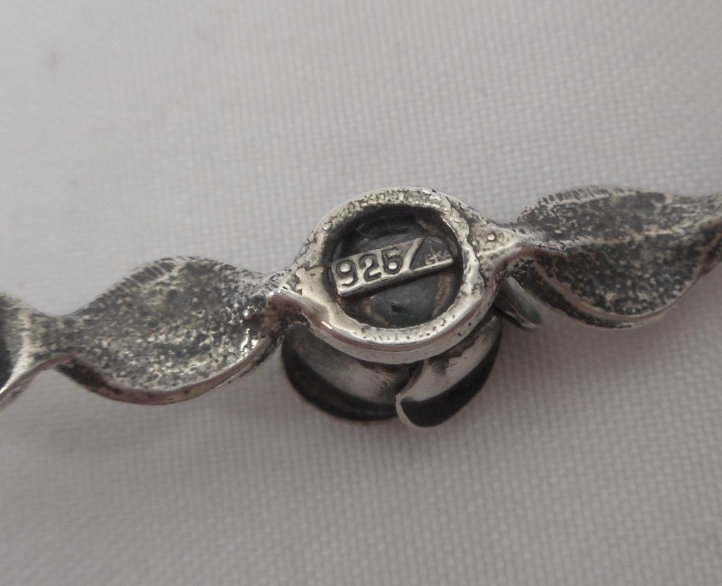 Zilveren vintage Teka broche met roos met blaadjes nr.738, 4 tot 7 cm, Verzenden, Zo goed als nieuw, Zilver
