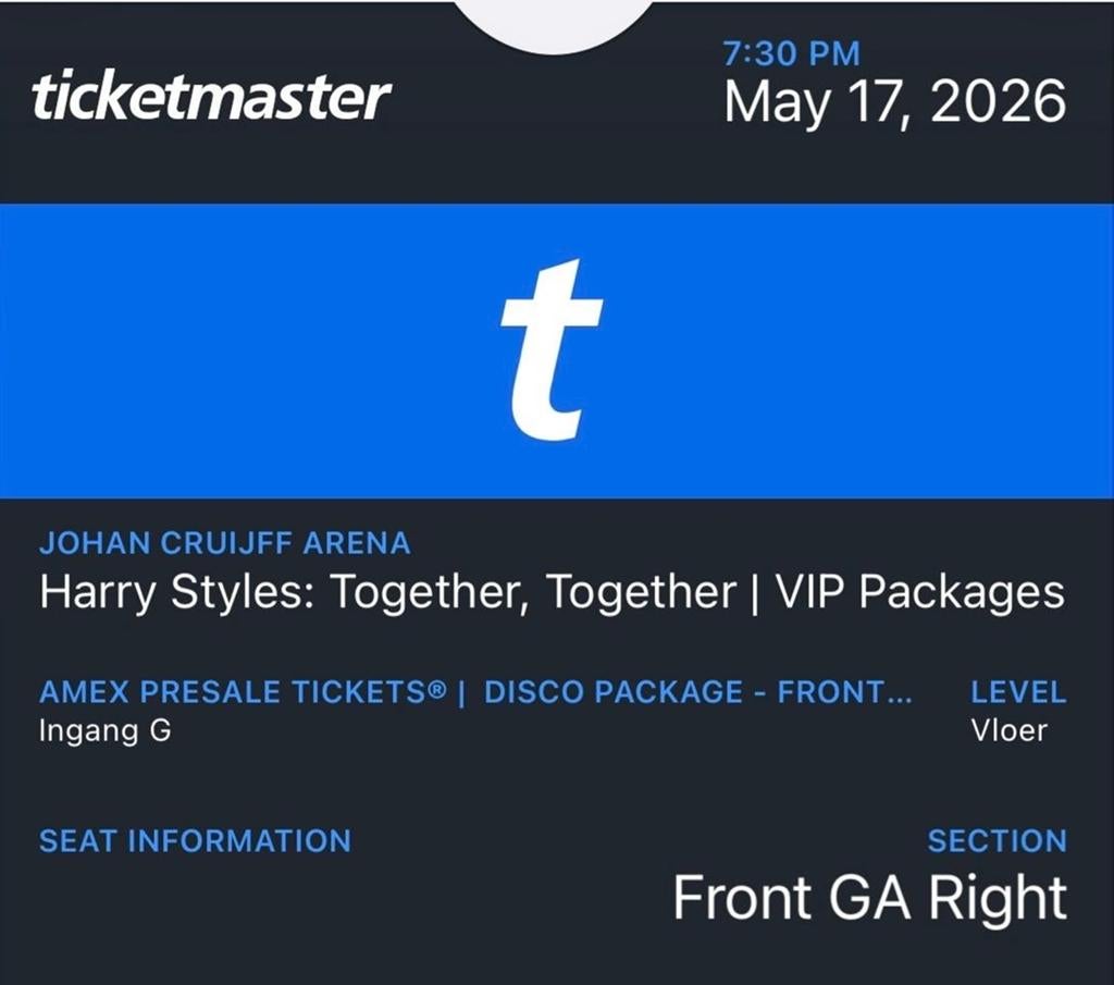 Harry Styles VIP Ticket - 17.05.2026, Eén persoon, Mei