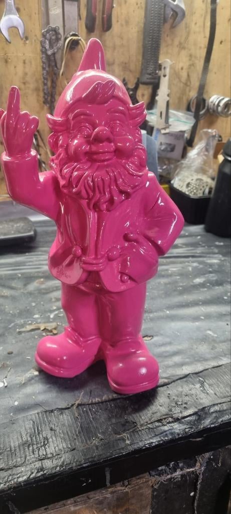 Grappige Roze Fuck You Kabouter - Uniek Decoratiestuk, Huis en Inrichting, Woonaccessoires | Overige, Nieuw, Kunststof, Roze, Overige stijlen