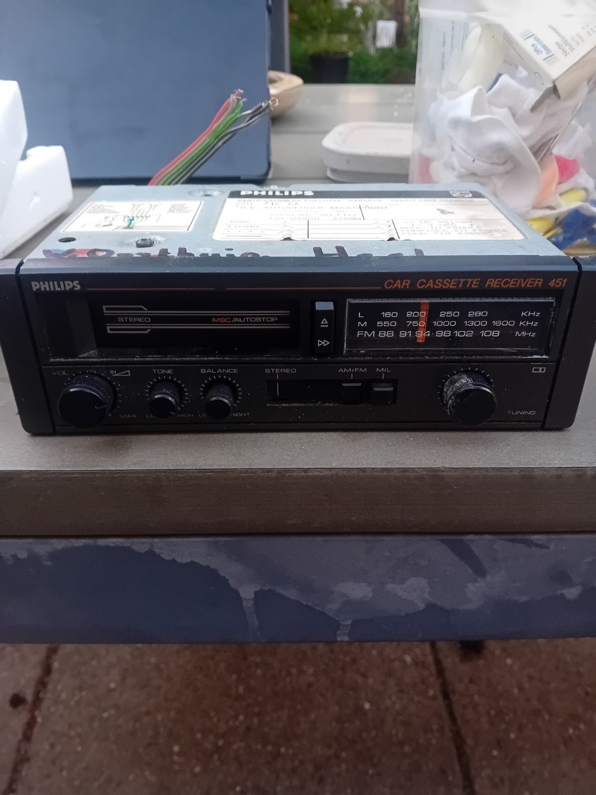 Philips Car Cassette Receiver 451 - Vintage Autoradio, Ophalen of Verzenden, Gebruikt