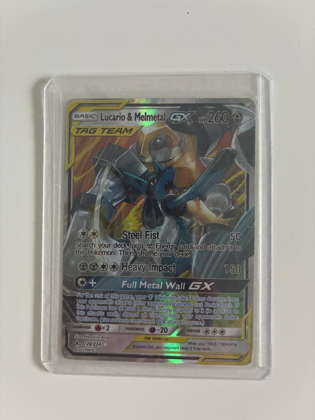 Pokémon kaart: Lucario & Melmetal 120/234 (beschadigd), Ophalen of Verzenden, Gebruikt, Losse kaart