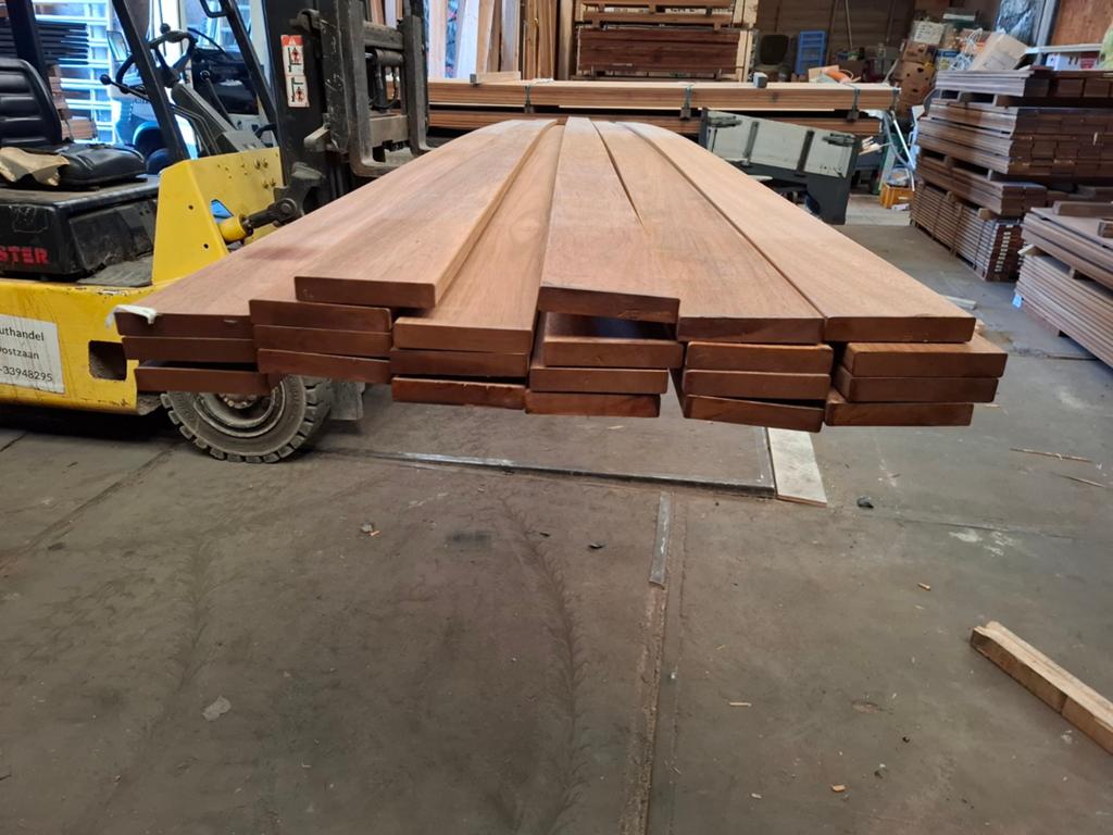 Partij 22 st hardhout vlonderplanken 515 cm bezorgen mogelij, Tuin en Terras, Ophalen, Planken, Nieuw, Hardhout
