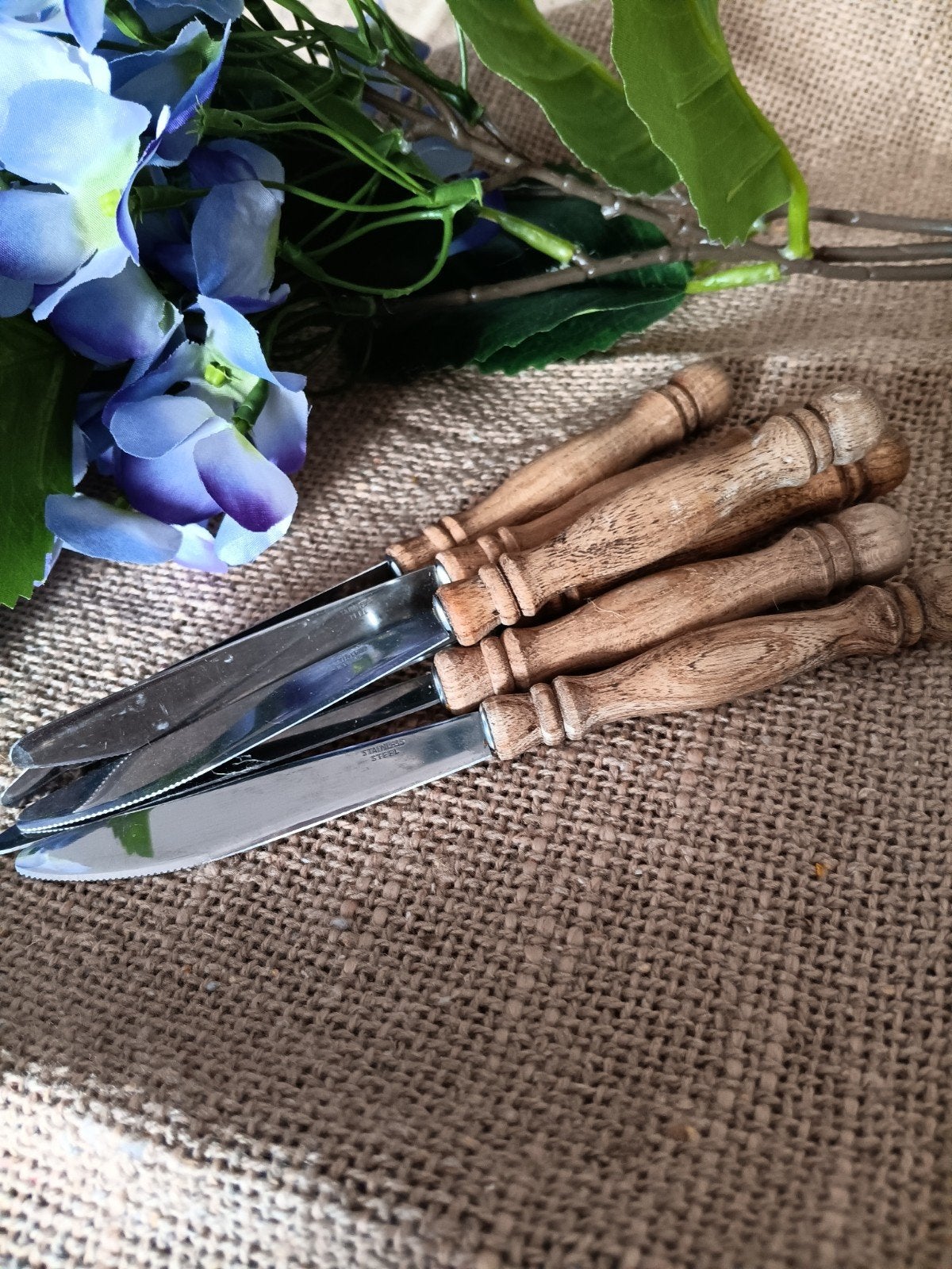 6 houten botermesjes, Ophalen of Verzenden
