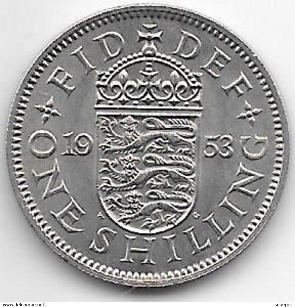 great britain 1 shilling 1953 km 890 xf+/ms60, Ophalen of Verzenden, Overige landen, Losse munt