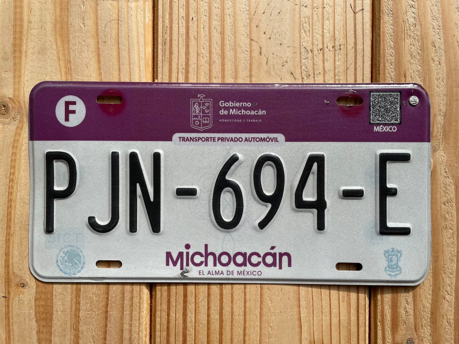 Nummerplaat kentekenplaat nummerbord uit Michoacan, Mexico, Verzamelen, Ophalen of Verzenden, Gebruikt, Auto's