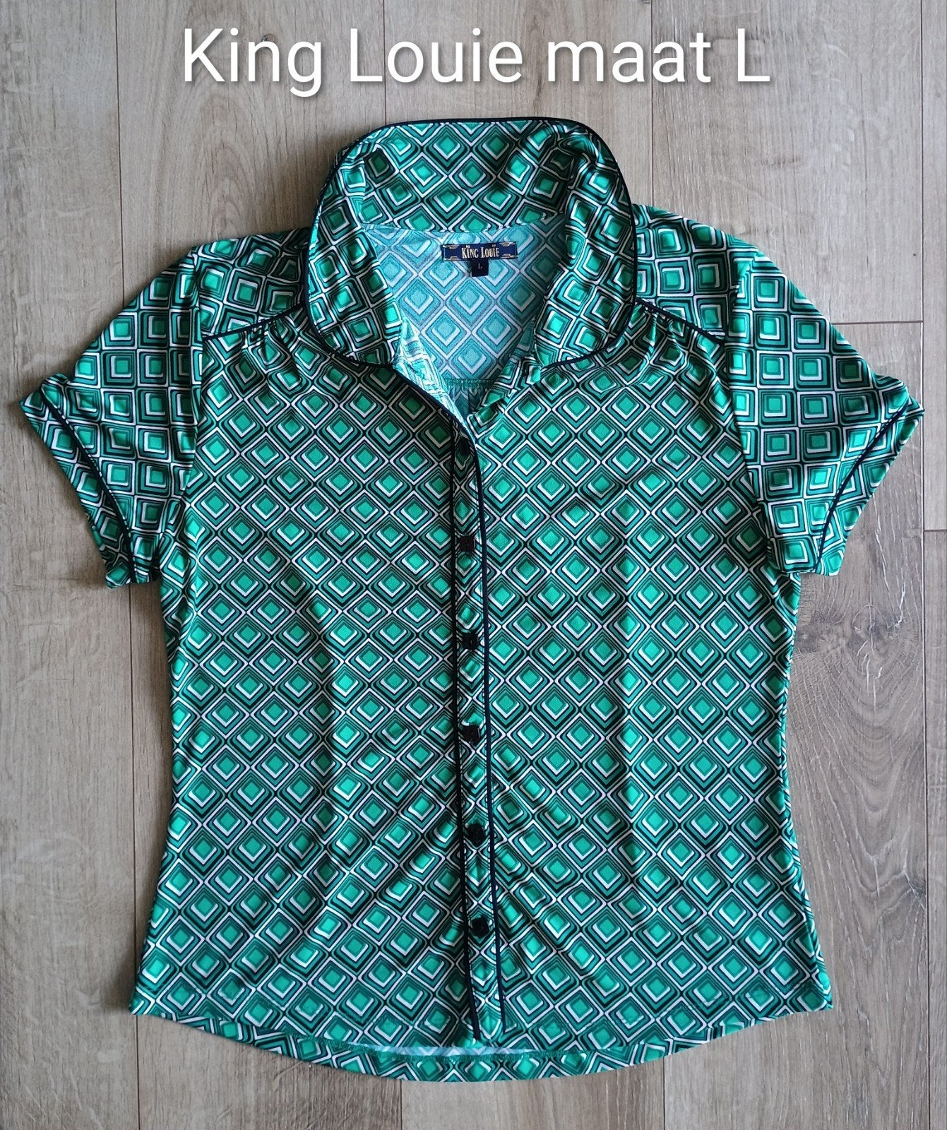 King Louie Blouse met korte mouwen, maat L, Kleding | Dames, Maat 42/44 (L), Ophalen of Verzenden, Zo goed als nieuw, Korte mouw