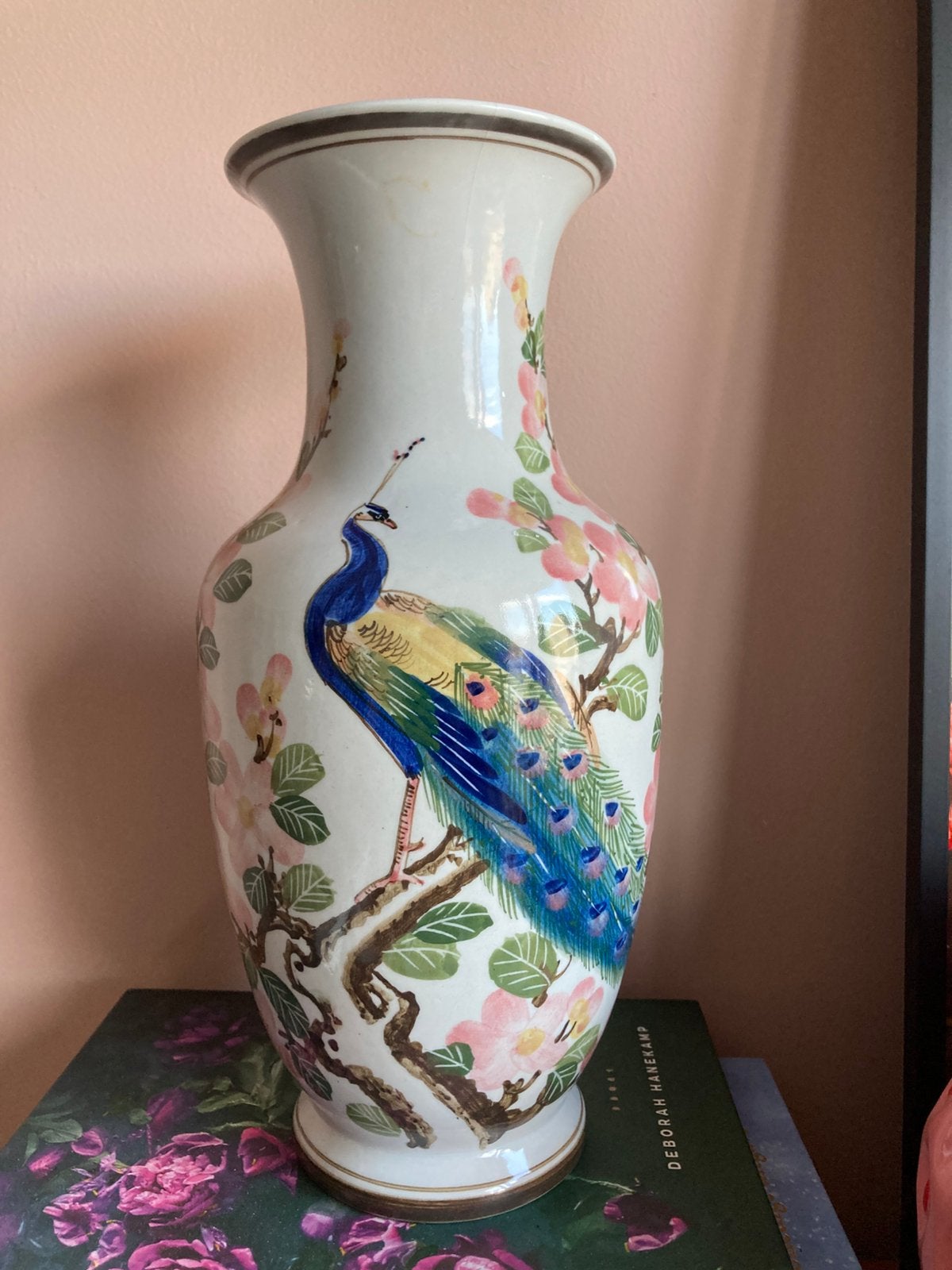 🦚Vaas groot antiek paradijsvogel chinees pauw puntgaaf, Ophalen of Verzenden
