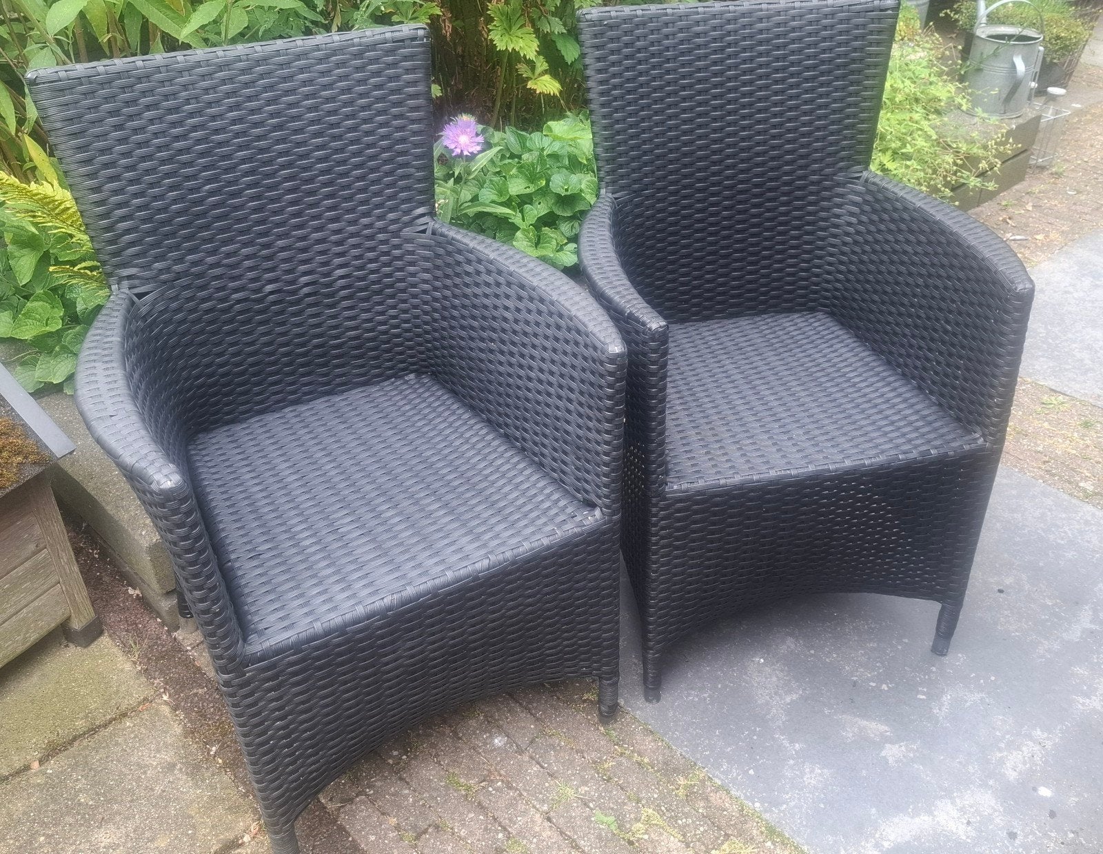 2 Bois Le Duc Wicker Tuinstoelen - Zwart, Ophalen, Zo goed als nieuw, Wicker