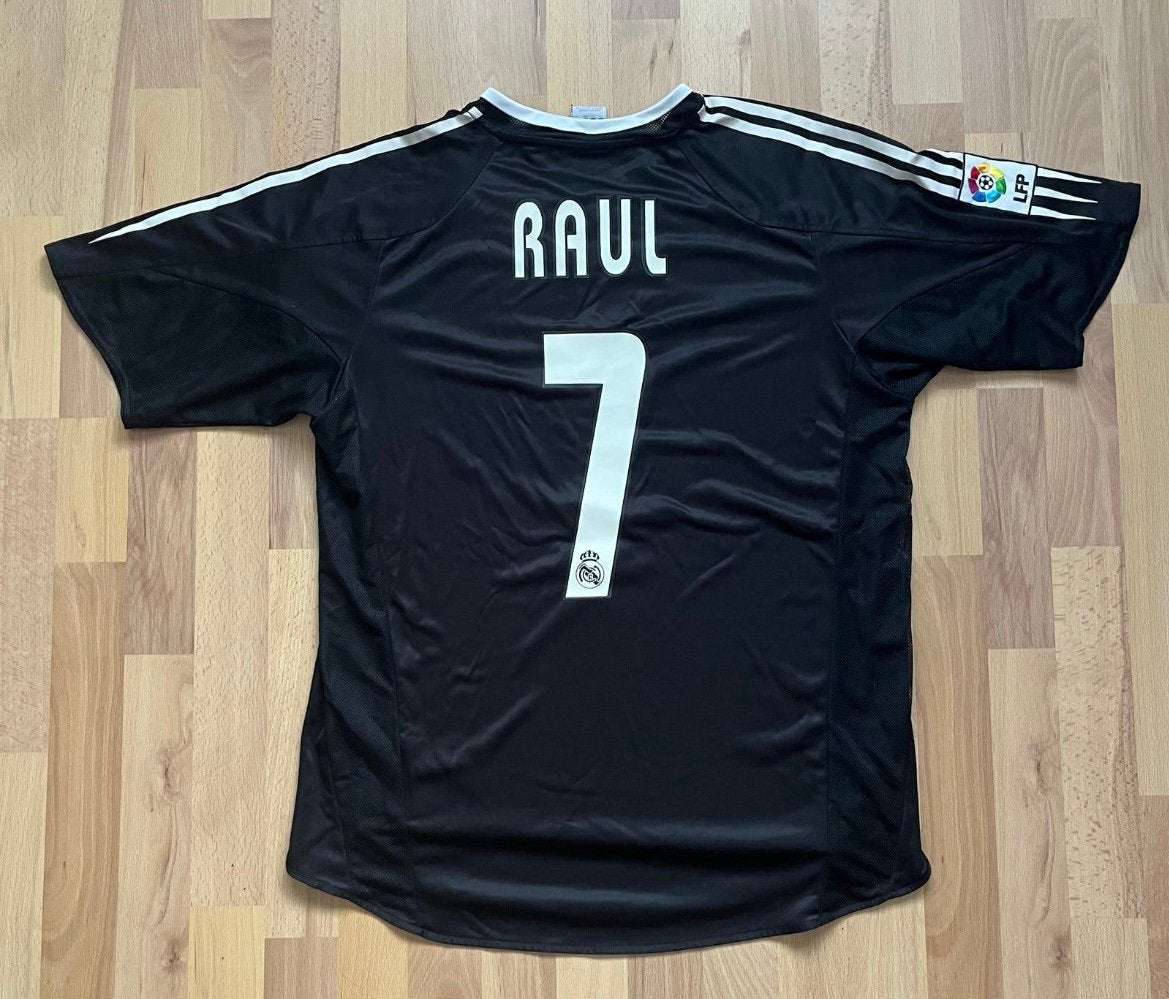 Orgineel Real Madrid 2004-2005 away shirt - Raul 7, Ophalen of Verzenden, Zo goed als nieuw, Maat 52/54 (L), Zwart