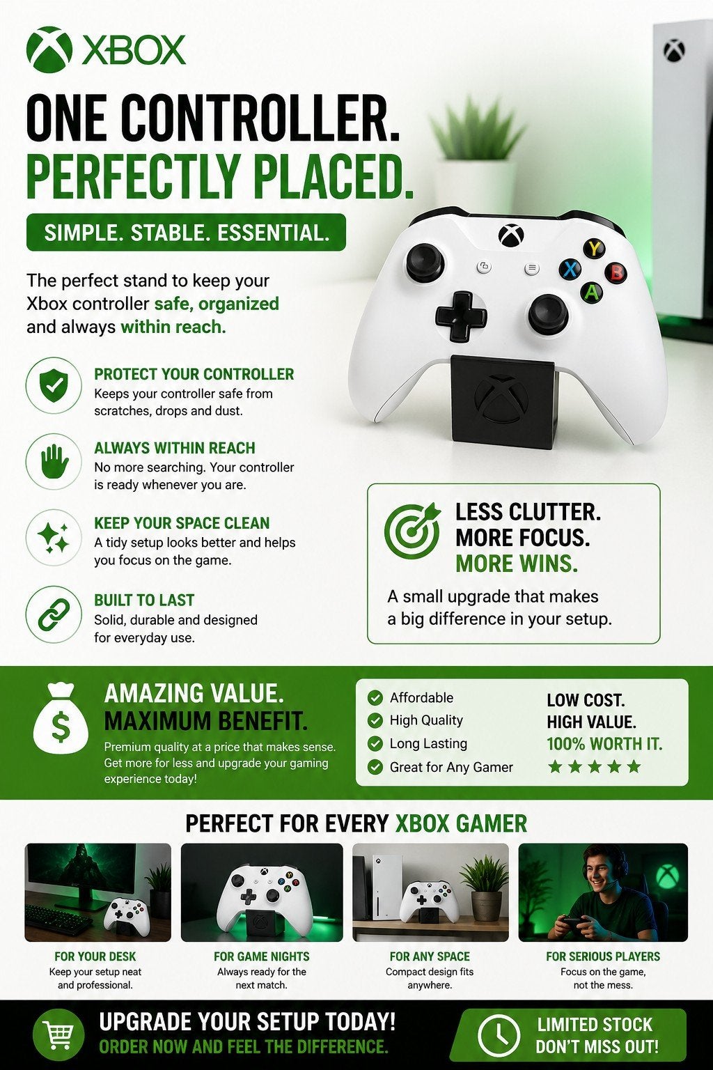 Xbox One Controller Stand - Wit, Spelcomputers en Games, Spelcomputers | Xbox | Accessoires, Nieuw, Xbox One, Xbox Series X, Xbox Series S