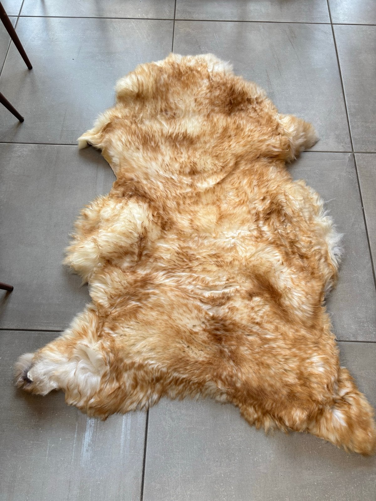 Nieuwe dikke Mouflon schapenvacht licht bruin 125x80cm, 100 tot 150 cm, Bruin, Nieuw, 2041VA