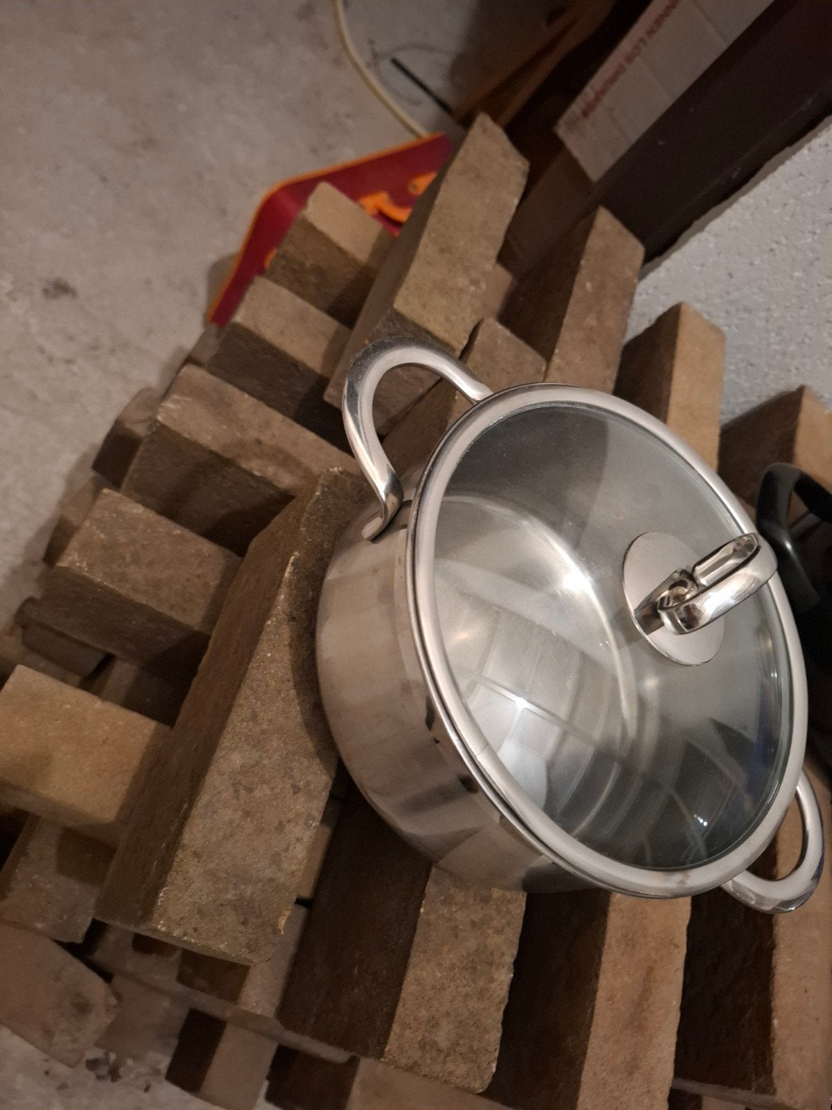 Roestvrijstalen kookpan met glazen deksel, Gebruikt, Met deksel, Ophalen of Verzenden, Rvs