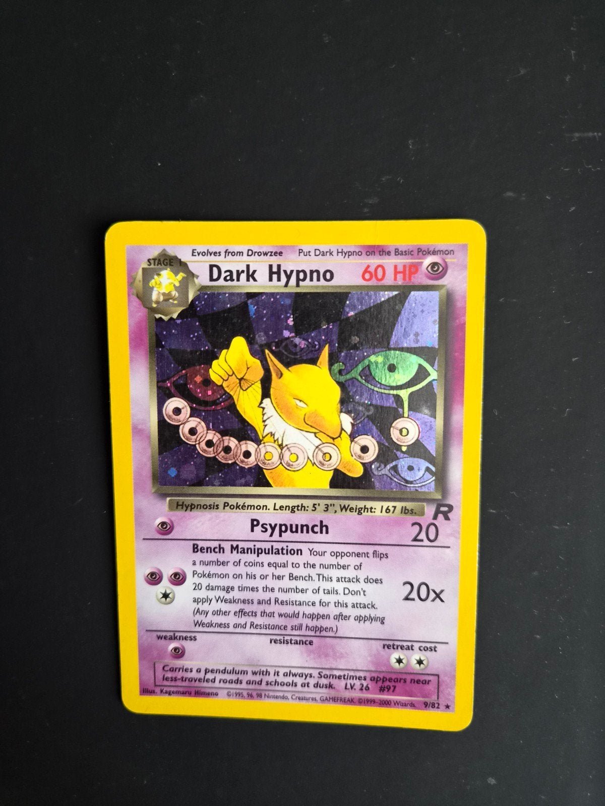 Dark Hypno 9/82 Pokemon Team Rocket holo, Ophalen of Verzenden, Gebruikt, Booster, Foil