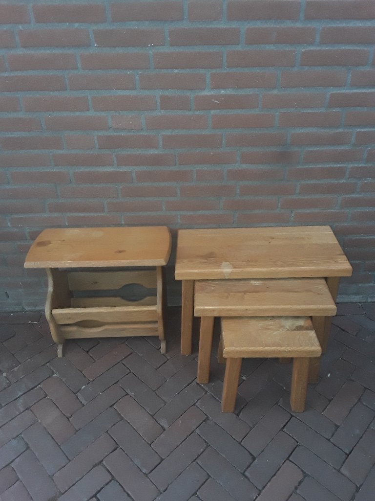 Blank eiken miniset&krantenbak, Ophalen, Gebruikt, Overige stijlen, Overige materialen
