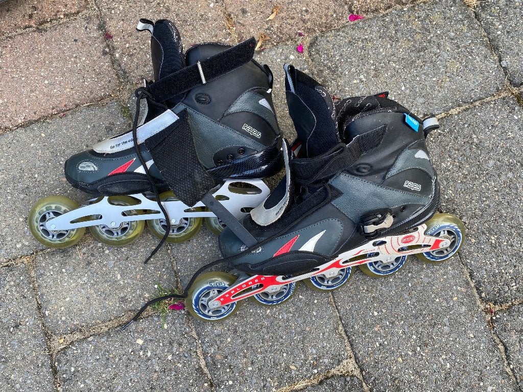 Roller skates, merk Raps,  met kniebeschermers M, Zo goed als nieuw, Ophalen, Overige merken, Inline skates 5 wielen