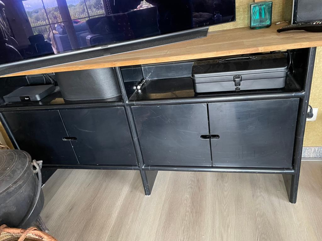 Kast retro design zwart 150/30/76, Huis en Inrichting, Kasten | Televisiemeubels, Ophalen, 25 tot 50 cm