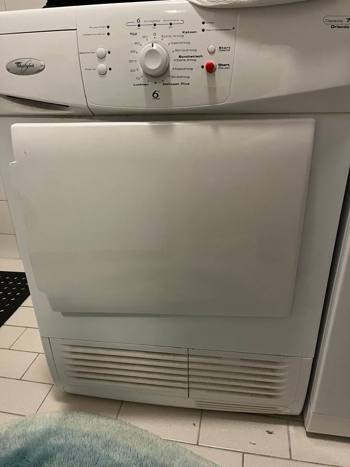 Whirlpool Orlando C wasdroger - 7 kg capaciteit, Ophalen, 6 tot 8 kg, Gebruikt, Luchtafvoer