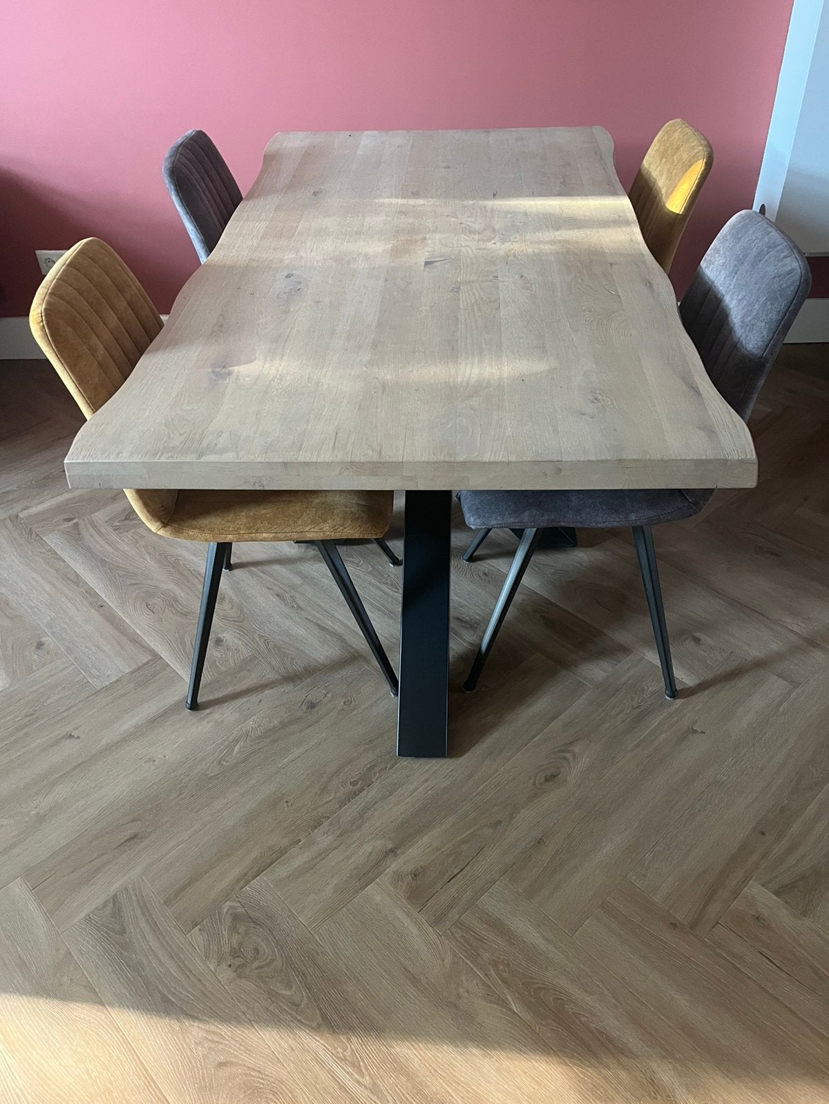 Eettafel met 4 stoelen, Ophalen, Gebruikt, 50 tot 100 cm, 150 tot 200 cm