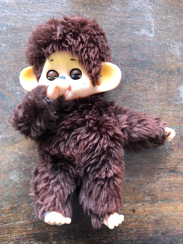 Vintage Monchhichi knuffel aapje - bruin, 20 cm, Ophalen of Verzenden, Zo goed als nieuw