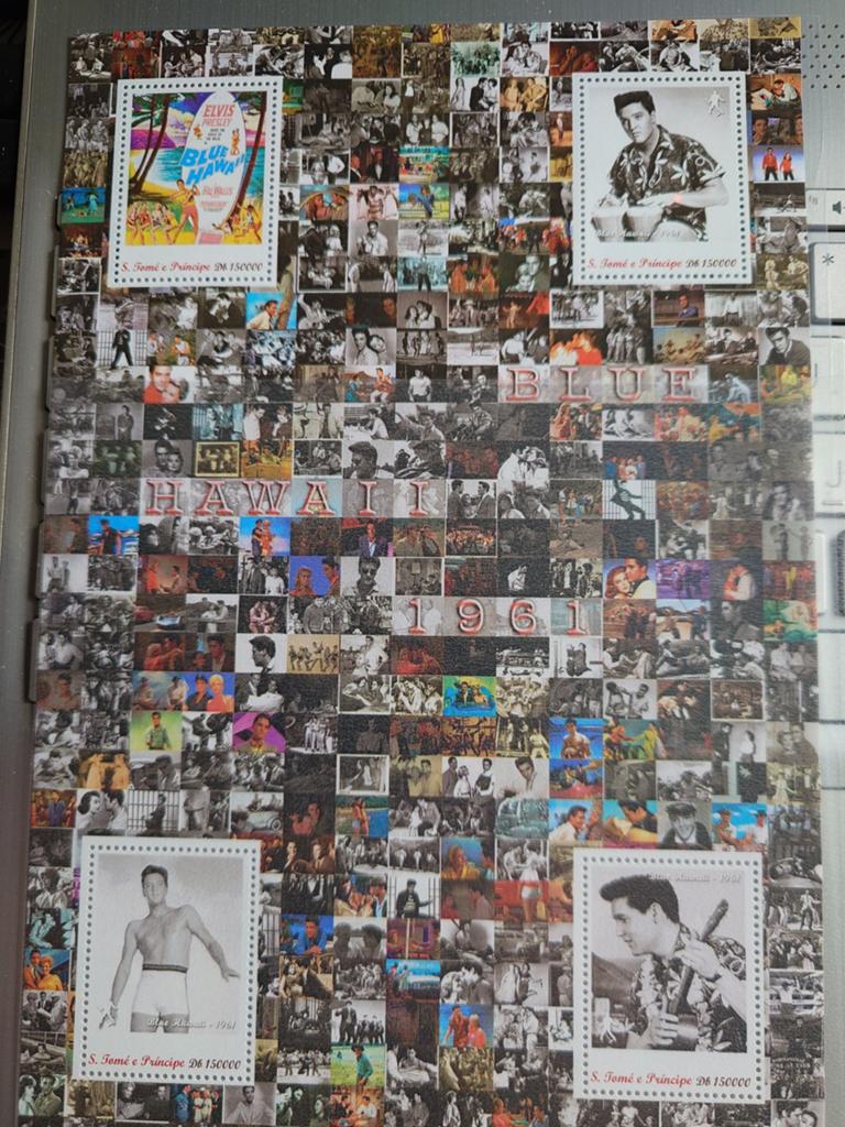 Elvis Presley 'Blue Hawaii' Postzegelcollage, Ophalen of Verzenden, Na 1940, Postfris