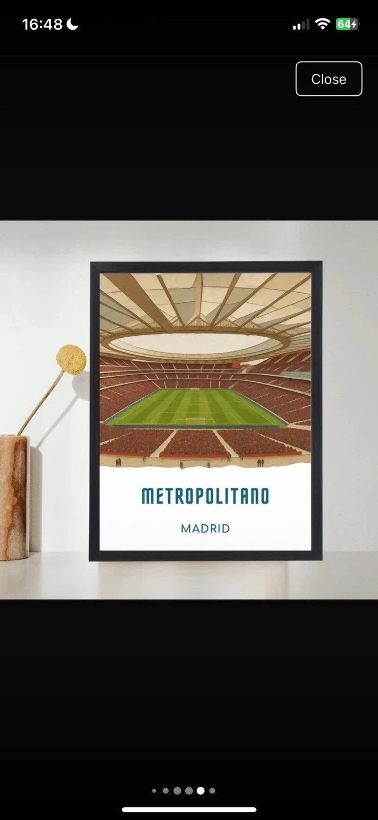 Atletico Madrid stadion poster A4 met lijst, Antiek en Kunst, Ophalen of Verzenden