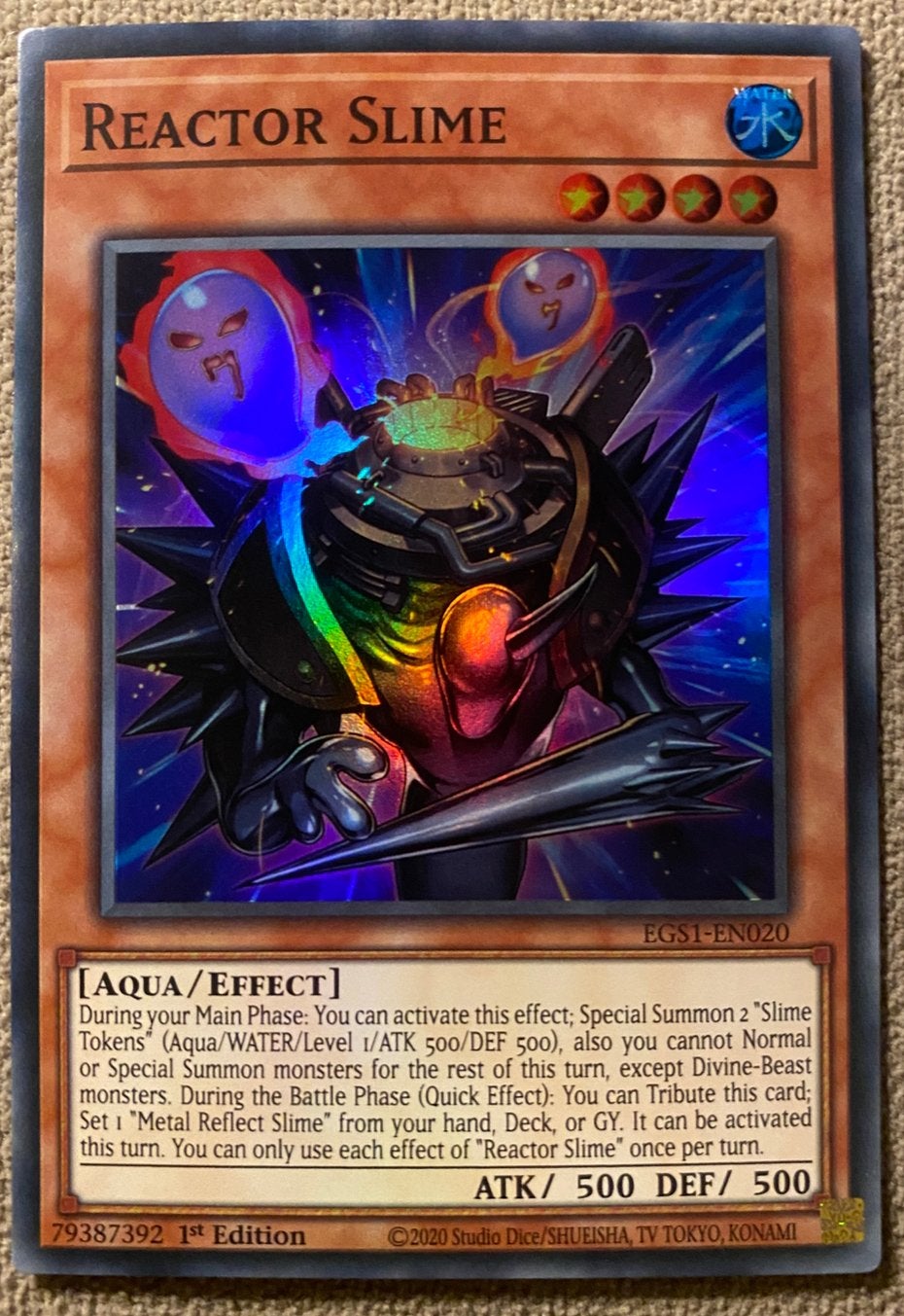 Yu-Gi-Oh! Reactor Slime EGS1 1st Edition !, Ophalen of Verzenden, Zo goed als nieuw, Losse kaart, Foil