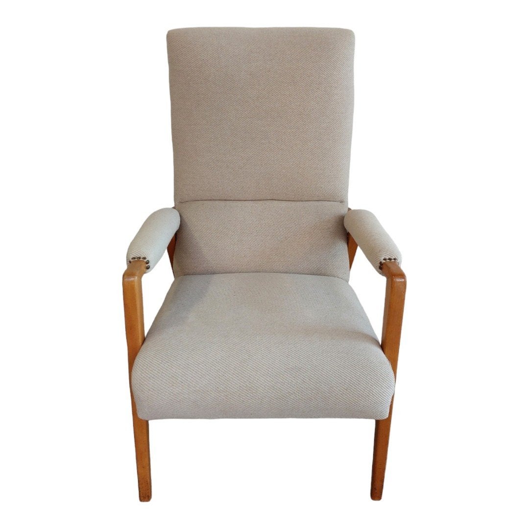 Vintage fauteuil, arm chair, relax stoel, Huis en Inrichting, Fauteuils, Ophalen, Gebruikt, Minder dan 75 cm, Stof