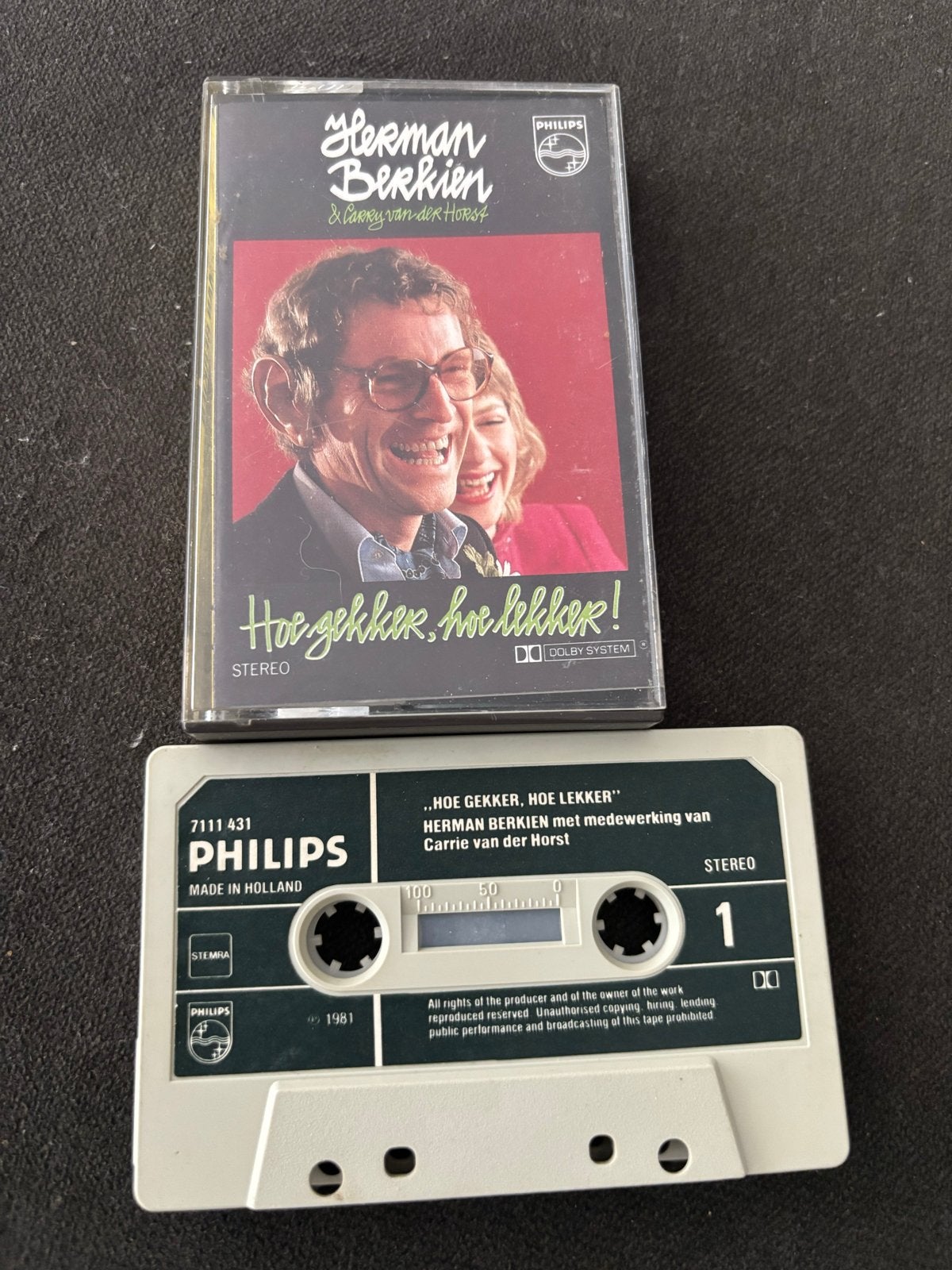 Herman Berkien & Carrie van der Horst - Hoe gekker, hoe lekk, Ophalen of Verzenden, Humor en Cabaret, 1 bandje, Origineel