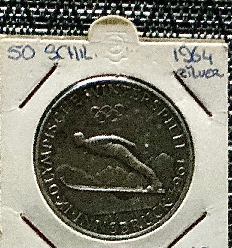 Oostenrijk 50 Schilling zilver .900 Innsbruck OWS 1964, Ophalen of Verzenden, Oostenrijk, Losse munt, Zilver