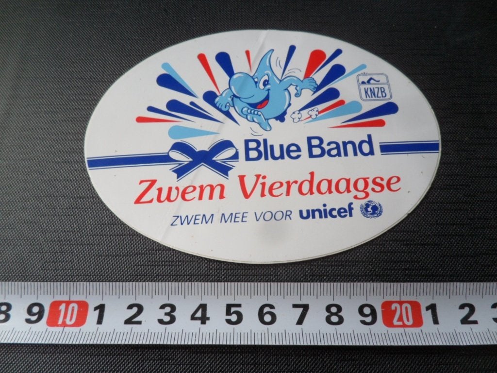 sticker KNZB Blue Band Zwem Vierdaagse UNICEF, Ophalen of Verzenden, Zo goed als nieuw