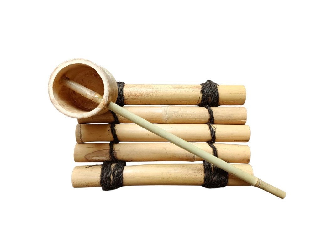 Japanse Bamboe Tsukubai Set - Hishaku + Plateau - 50 cm, Tuin en Terras, Verzenden, Nieuw, Overige materialen, Waterornament