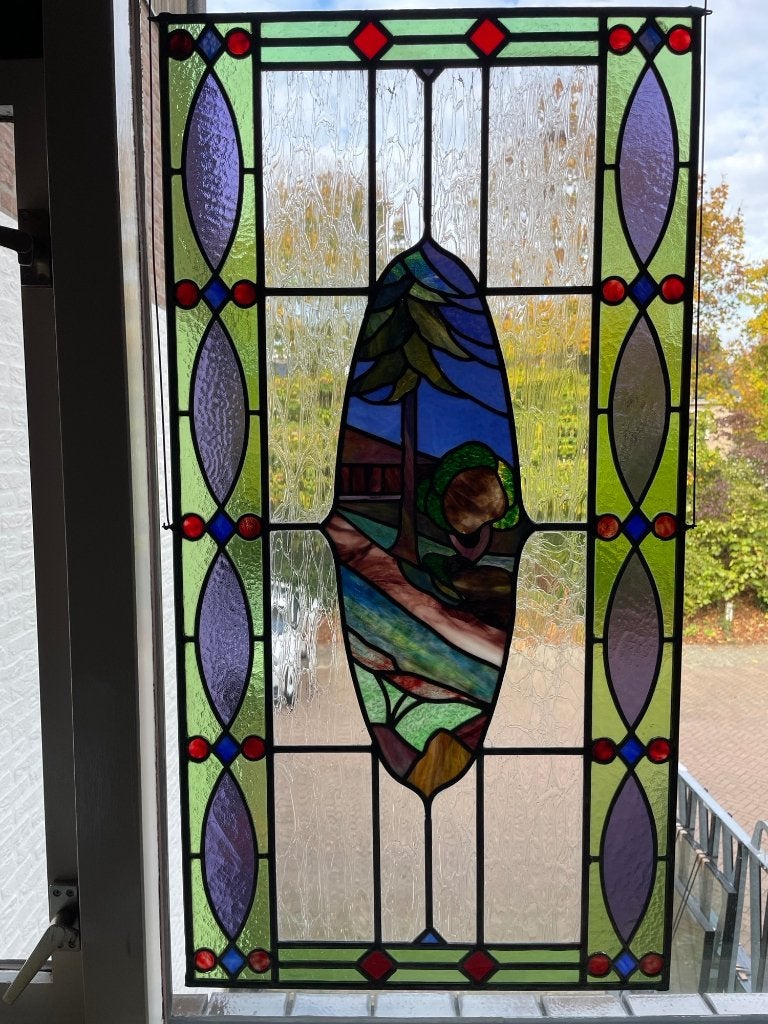 Glas in lood raam ongeveer 50 bij 100 cm, Ophalen