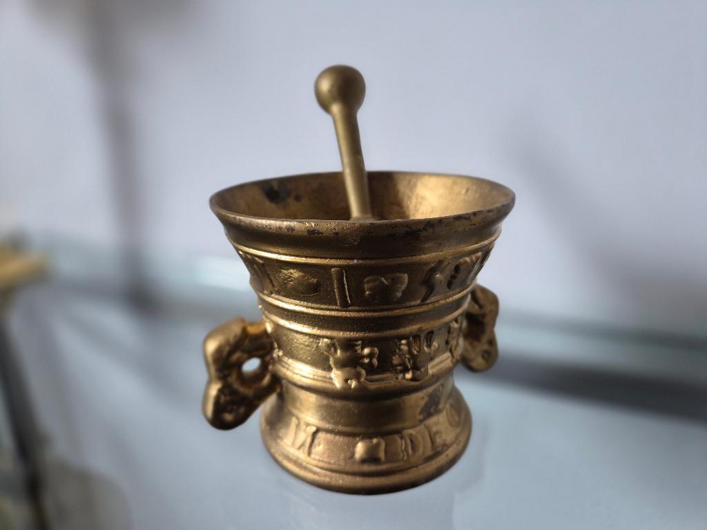 Vintage messing replica vijzel met stamper, Ophalen of Verzenden, Koper